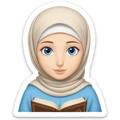 Turkish blonde Hijabi girl with blue eyes and beautiful finish reading quran sticker