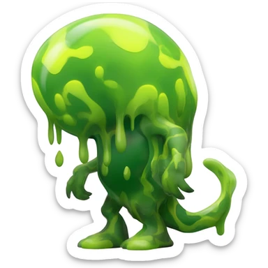 Toxic Chartreuse-Green Slime-Glossed Acid-Patterned Venom-Duskull-Xenomorph-hybrid-creature (full body) sticker