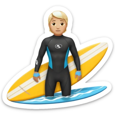 blonde haired white surfer with surfboard  sticker
