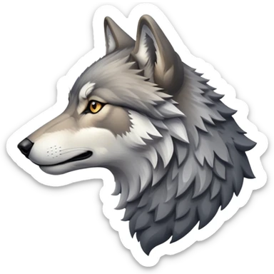 gray wolf head profile view, side view sticker