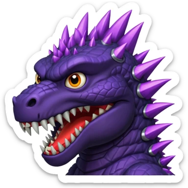 Godzilla black, purple spikes sticker