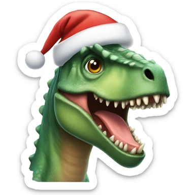Dinosaur with a Santa hat sticker