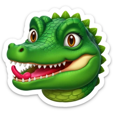 Gator with eyelashes and lipstick sticker