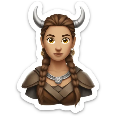 Viking woman with brown hair sticker