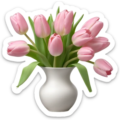 Light pink tulips in white vase in bow  sticker
