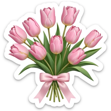 light pink tulip bouquet with light pink bow sticker