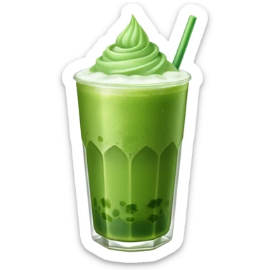 realistic green iced matcha drink sticker