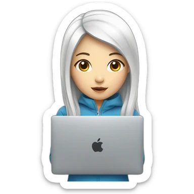Korean girl with macbook sticker