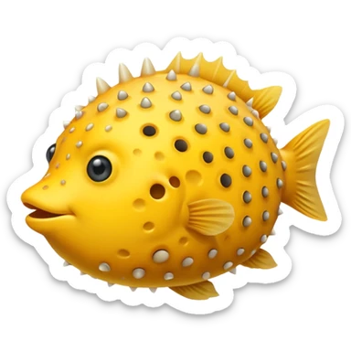 puffer fish, no eye, apple emoji style sticker