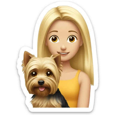 Blond girl and yorkiw sticker
