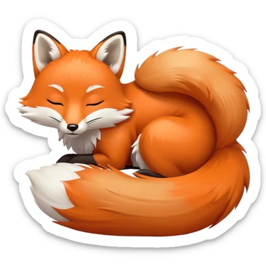 fox sleeping with head on 3 fluffy tails kamon style sticker