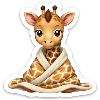 Cute, Disney-style baby giraffe cozy in blanket sticker