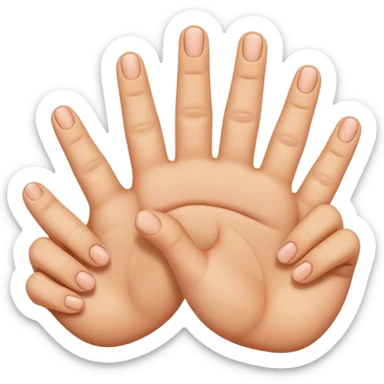 Should be like a simple hand emoji where the hands form an equilateral triangle with the two thumbs forming the top side and then the remaining four fingers on each hands meet at the middle going down. sticker