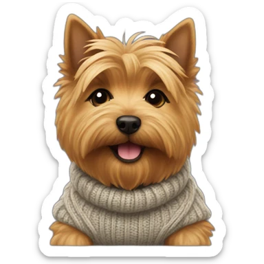 Norwich terrier wearing sweater sticker