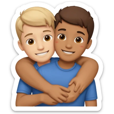 Two boy friends hug sticker