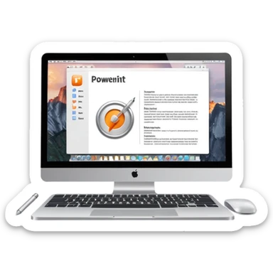 mac computer with powerpoint page with bullet points  sticker