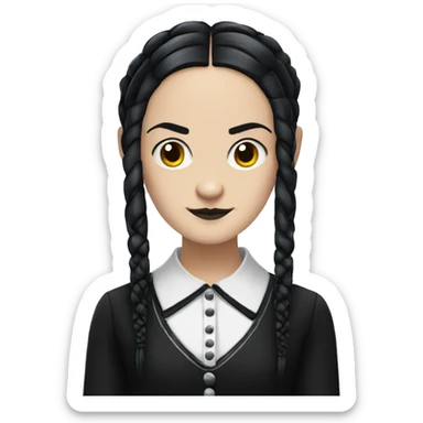 Wednesday Addams, dreadlocks hairstyle sticker