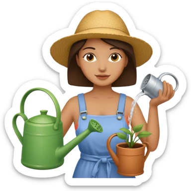 woman with watering pot sticker