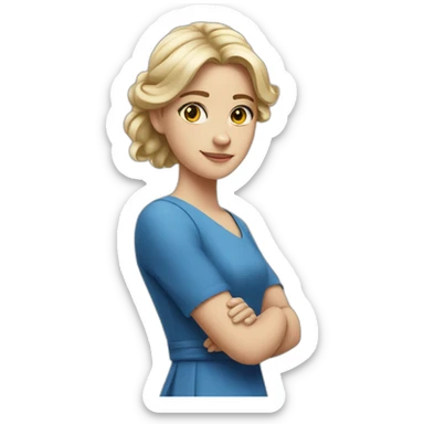 the white girl in the blue dress crossed arms sticker