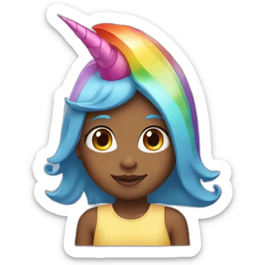 Girl-with-raibow-unicorn-hat sticker