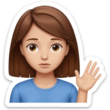 Girl with brown hair saying no sorry  sticker