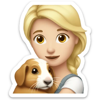 Blonde Woman hugging a guineapig sticker