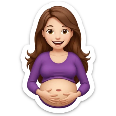 Long brown hair woman laughing so hard that she’s holding her belly sticker