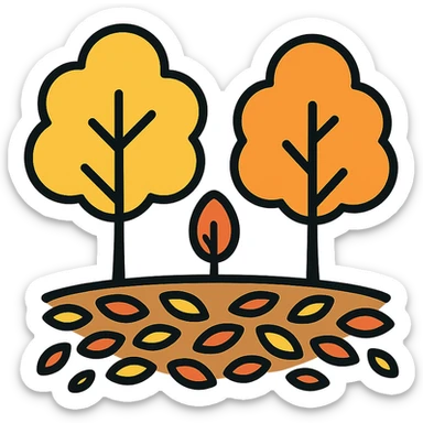 autumn fall scene with trees and a carpet of colorful leaves sticker