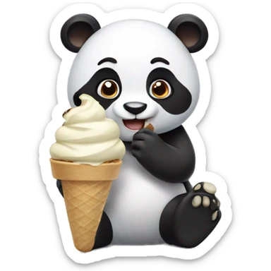Panda eating ice cream sticker