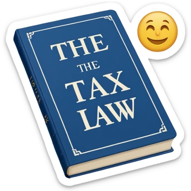 a blue book that says "the tax law" sticker