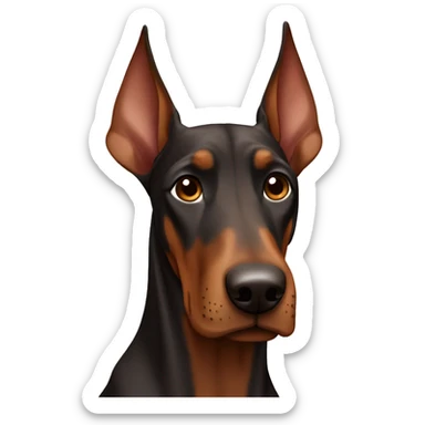 A brown Doberman with floppy ears  sticker