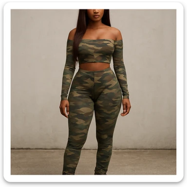realistic full body camo baddie redbone, face included  sticker