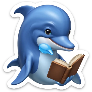dolphin reading a book sticker