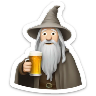 Gandalf having a pint of beer sticker