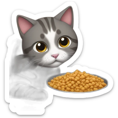 cat eating catfood sticker