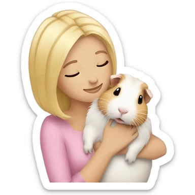 Blonde Woman hugging a guineapig sticker