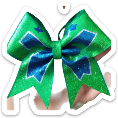 allstar cheer sparkle bow blue and green sticker
