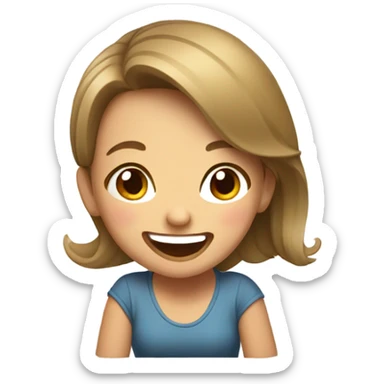 A girl rolling on the floor sticker