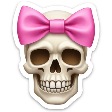 skull emoji with a pink bow sticker