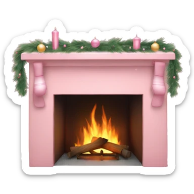Pastell pink asthetic clean Christmas fireplace  sticker