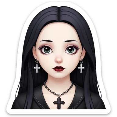 Pretty goth girl wearing a cross necklace sticker