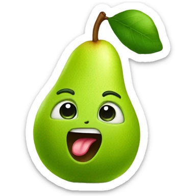Green Cute pear with tongue sticker