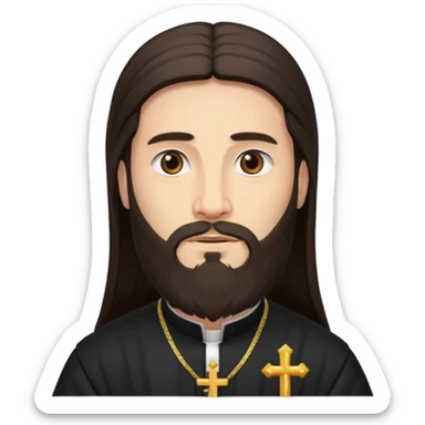  orthodox priest with dark brown long hair and beard   sticker