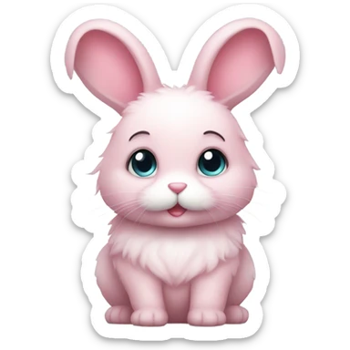 Cute bunny with heart eyes and pink fluffy ears sticker