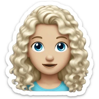 white girl with long curly hair blue eyes sticker