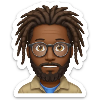 Black guy with dreadlocks and a beard glasses sticker