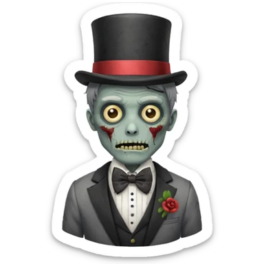 zombie with bow tie and top hat sticker