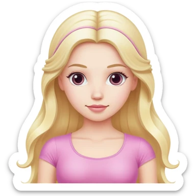 Pink Pilates princess, white skin, long blonde hair sticker