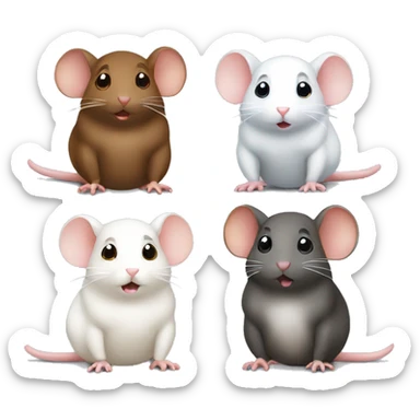 Three differently colored rats one white one grey one brown gossiping sticker