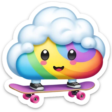 rainbow kawaii Poop cloud skateboarding  sticker